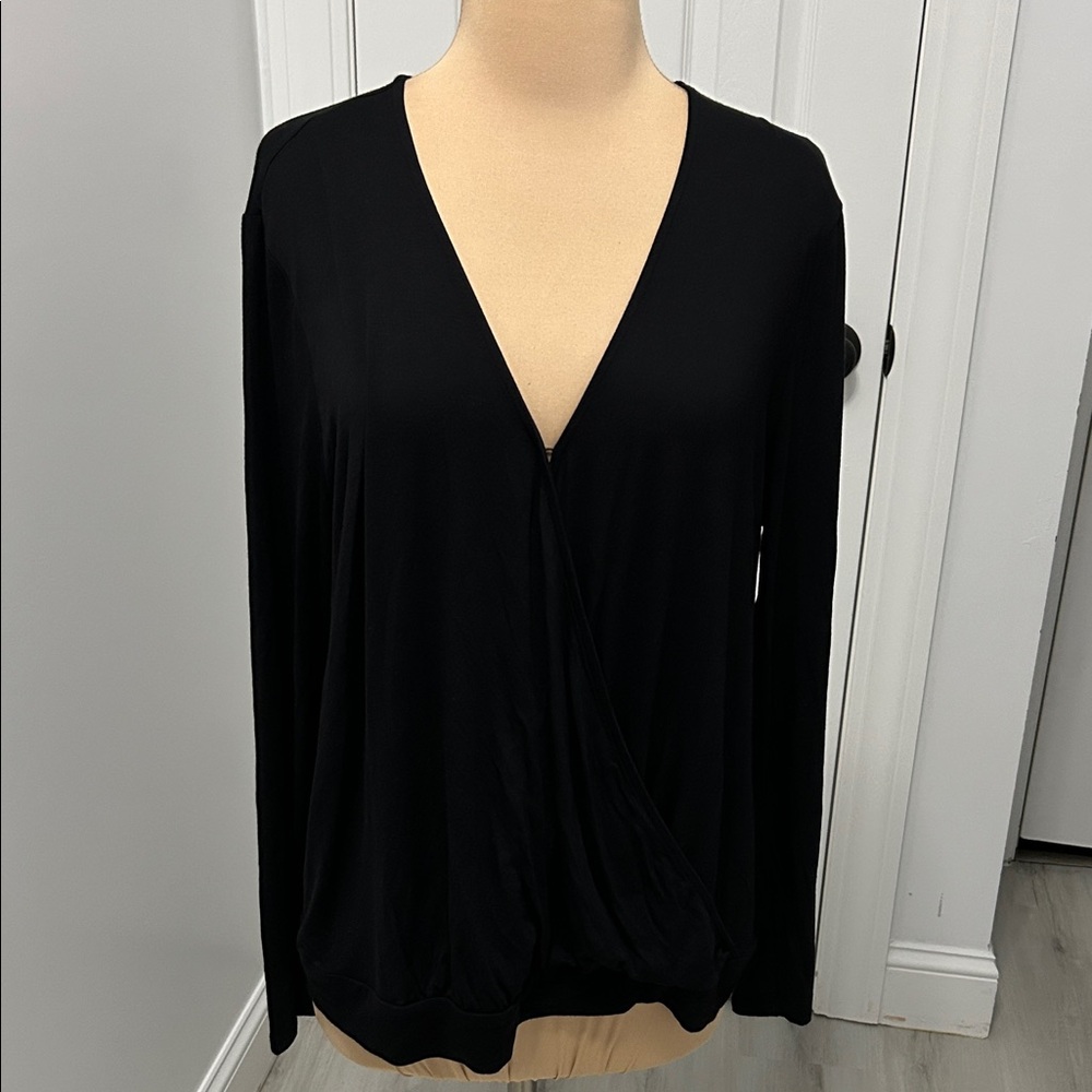Loft Black Surplice Blouse